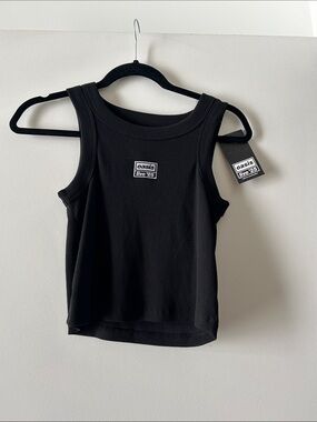 Oasis Black Ribbed Logo Tank